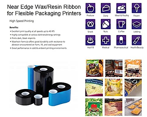 Thermal Transfer Ribbon by Accurate Films for Markem Printer, Case of 24, 2.17" x 1,968' (55mm X 600m), Black. Near Edge Wax/Resin Ribbon for Flexible Packaging Printers.