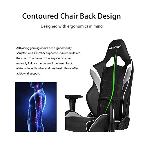 AKRacing Core Series LX Gaming Chair with High Backrest, Recliner, Swivel, Tilt, Rocker and Seat Height Adjustment Mechanisms with 5/10 Warranty - White