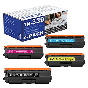 4 Pack TN339BK TN339C TN339M TN339Y TN339 TN-339 Super High Yield Toner Cartridge Replacement for Brother MFC-9460CDN L8650CDW L9550CDW HL-L8250CDN L9200CDW/CDWT Printer(1BK+1C+1M+1Y).