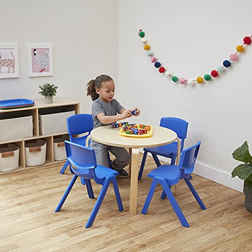 ECR4Kids 12 inch Plastic Stackable Classroom Chairs, Indoor/Outdoor Resin Stack Chairs for Kids, Blue (10-Pack)