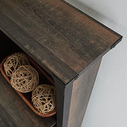 Sauder Steel River Industrial Desktop Hutch in Carbon Oak