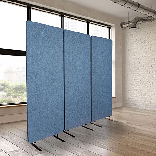 S STAND UP DESK STORE ReFocus Freestanding Noise Reducing Acoustic Room Wall Divider Office Partition (Steel Blue, 72 inch W x 66 inch H, Zippered 3-Pack)