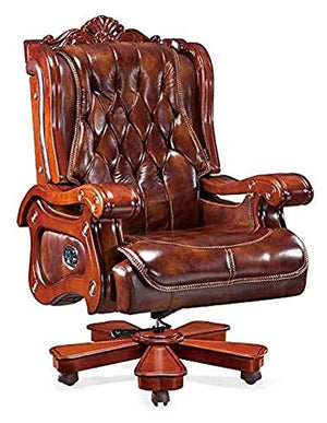 AkosOL Luxury Boss Chair Big Tall Executive Office Reclining Swivel Chair with Solid Wood Lifting Research, 10 Wheel and Footstool (Size: )