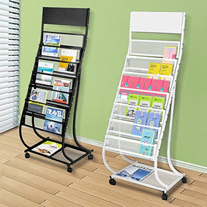 CIRCIR Tall Black 7-Layer Floor Standing Brochure Holder Stand