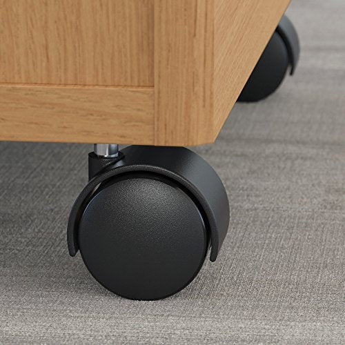 Bush Business Furniture Series C 72W Bow Front L Shaped Desk with 48W Return and Mobile File Cabinet in Light Oak