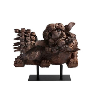 BinOxy Chinese Resin Left Lion Sculpture Decor