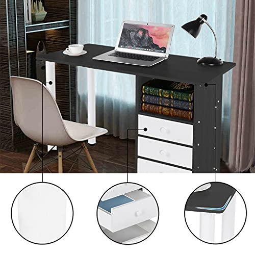 ADHW Computer Desk Laptop Study Table Workstation Home Office Furniture w/Drawer (Color : Brown)