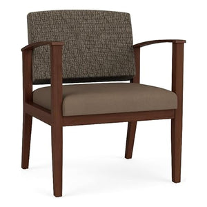 Lesro Amherst Wood Reception Wide Guest Chair in Walnut/Adler & Castillo Brown