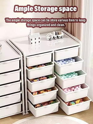 WAHHWF White Rolling Toy Storage Cart with 10 Drawers - Nursery/Home/Child's Room Organizer