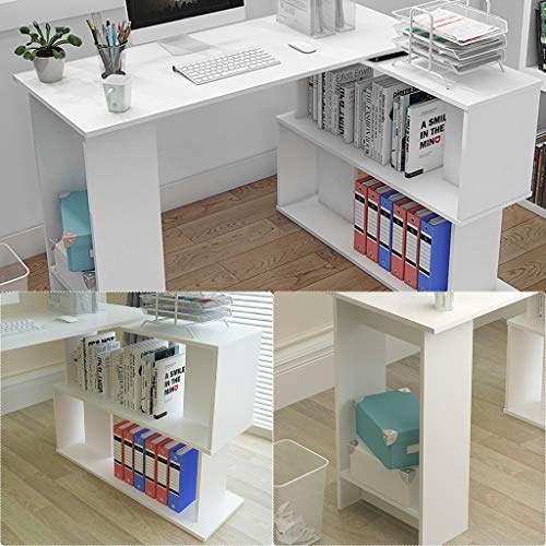 L-Shaped Computer Desk, Board Material,47 Inches Corner Desk with Hutch Bookshelf, Student Desk PC Laptop Writing Table Workstation for Home Office,Shipping from USA