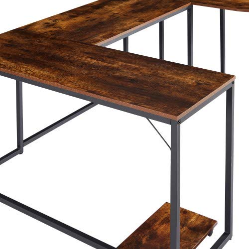 Home Office Computer Desk U-Shaped Computer Desk, Industrial Corner Writing Desk with CPU Stand, Gaming Table Workstation Desk for Home Office