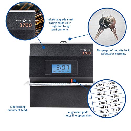 Pyramid 3700 Heavy Duty Steel Time Clock and Document Stamp - Made in the USA