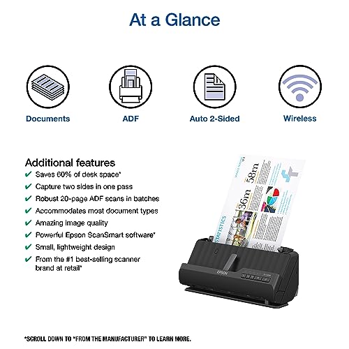 Epson Workforce ES-C320W Wireless Compact Desktop Document Scanner