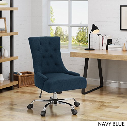 Christopher Knight Home 304968 Bagnold Desk Chair, Navy Blue + Chrome