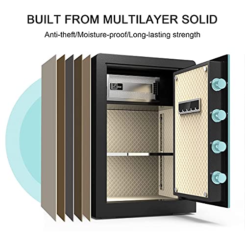 Security Safe Fireproof Waterproof Safe with Digital Keypad and Sensor Light, 2.3 Cubic Feet Large Sized Steel Security Keypad Lock Jewelry Passport Cash Money Gun Cabinet for Home Office Hotel