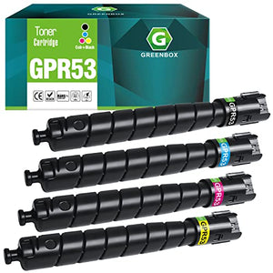 GREENBOX Remanufactured Toner Cartridge Replacement for Canon GPR53 GPR-53BK GPR-53C GPR-53M GPR-53Y for ImageRunner iR- ADV DX C3320 3325 3330 3520 3525 3530 3725 3730 3826 3830 3835 Printer (4 Pack)