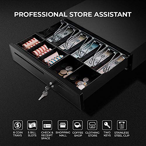 MUNBYN POS Printer and Cash Drawer, 80MM USB Network Thermal Receipt Printer Fit with 16" Black Cash Register Drawer Box