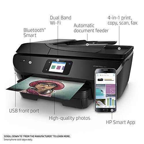 HP ENVY Photo 7855 All in One Photo Printer with Wireless Printing, HP Instant Ink ready, Works with Alexa (K7R96A)