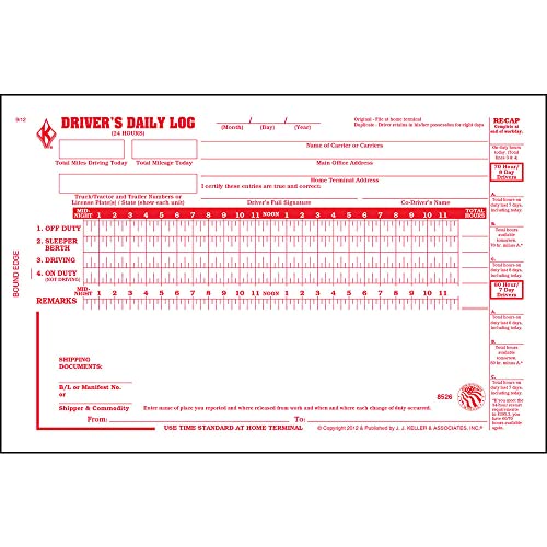 Driver Daily Log Book 50-pk. with 7- and 8-Day Recap - Book Format, 2-Ply Carbonless, 8.5" x 5.5", 31 Sets of Forms Per Book - J. J. Keller & Associates
