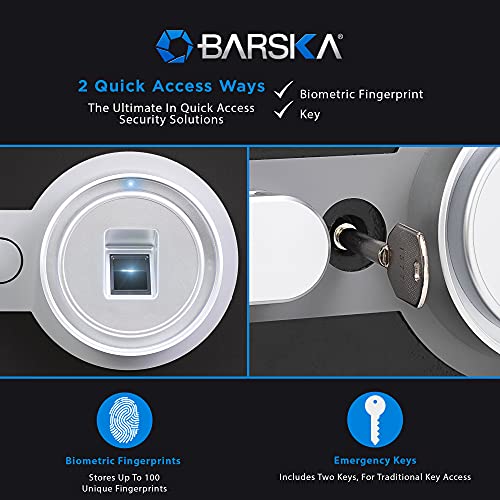 BARSKA AX13498 Biometric Fireproof Safe 0.75 Cu Ft Black Texture with Long Locking Bolts, Small