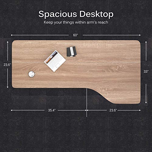 SMAGREHO Height Adjustable Electric Standing Desk for Home Office, 60 x 33 inches Sit Stand Table with MDF Splice Board, Standing Workstation with Memory Controller, Black Frame/French Oak Desktop