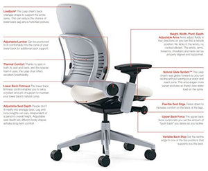 Steelcase Leap Ergonomic Office Chair with Flexible Back | Adjustable Lumbar, Seat, and Arms | Black Frame and Buzz2 Blue Fabric