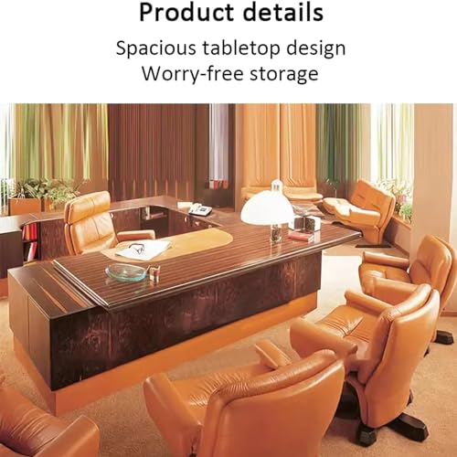 KAGUYASU Executive Desk - Modern Light Luxury U-Shaped Lacquered Wooden Office Desk 6.6FT