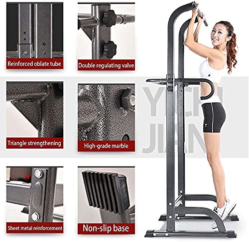 Pull Up Bar Dip Station Home Gym Power Tower Pull Up Station Adjustable Dip Tower Station Multifunction Pull Up Bars Free Standing Fitness Equipment for Strength Training Fitness Workout Exercise, Bla