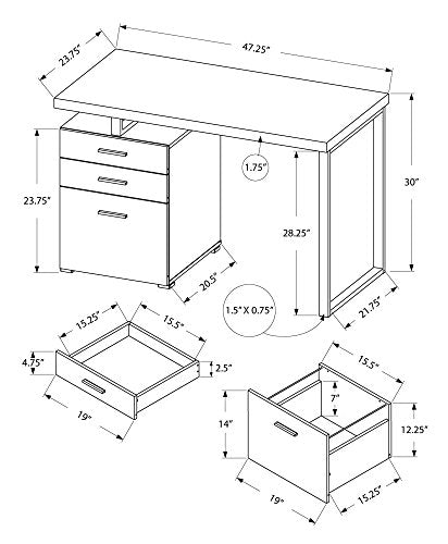 Monarch Specialties Hollow-Core Left or Right Facing Desk, 48-Inch Length, White