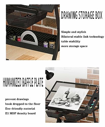 ZERVA Height Adjustable Drafting Table with Stool and Glass Tabletop