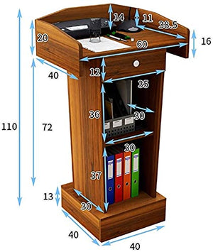 CAMBOS Solid Wood Lectern Podium Stand, Mahogany, Multi-Purpose Workstation