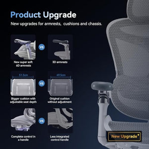 SIHOO Doro C300 Pro Ergonomic Office Chair with 6D Armrests, Lumbar Support, Seat Depth Adjustment - Grey