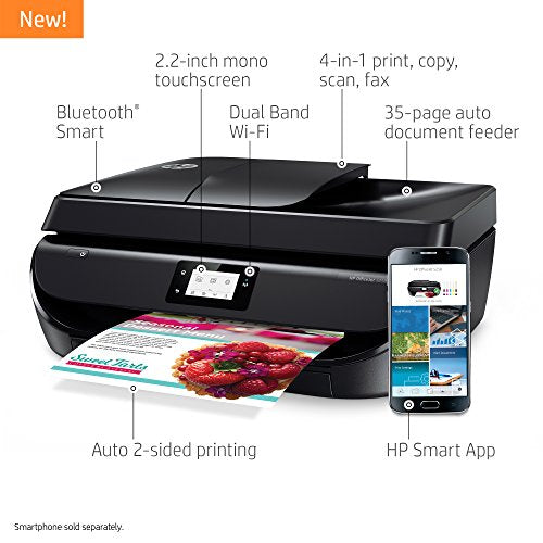 HP OfficeJet 5258 Wireless All-in-One Touch Screen Bluetooth Wireless Black Printer