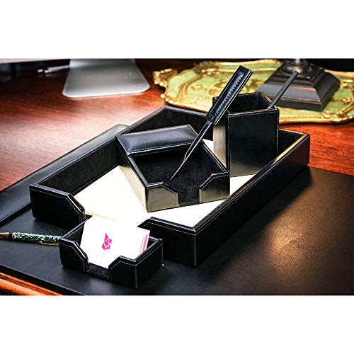 Dacasso Black Bonded Leather 6-Piece Desk Set