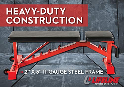 Lifeline Utility Weight Bench – Adjustable – 1,000lb Rated for Weightlifting and Strength Training