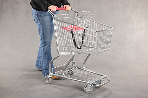 Store Shopping Cart Jumbo Grocery Cart with Child Seat & Belt, Extra Tough Steel, Deluxe Trolley - 38"H x 37