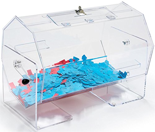 Displays2go Clear Acrylic Raffle Drum, Locking Door and Easy-Turn Lever - Large