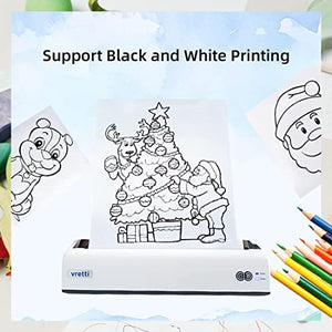 vretti A4 Wireless Bluetooth USB Portable Printer Compatible with Android and iOS Phone Support 8.5×11 Inches Thermal Paper for Outdoors Home Office Travel Students and Cars Printing