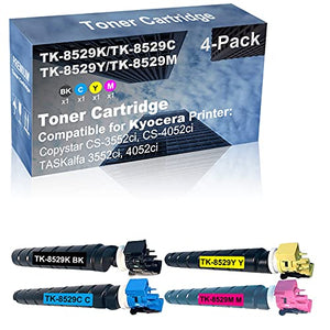 4-Pack (BK+C+Y+M) Compatible High Capacity TK-8529 (TK-8529K+ TK-8529C+ TK-8529Y+ TK-8529M) Toner Cartridge Used for Kyocera Copystar CS-3552ci, CS-4052ci Printer