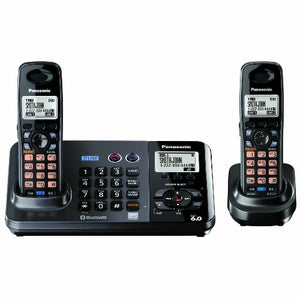 Panasonic KX-TG9382T 2-Line Expandable Digital Cordless Phone with Answering System, Metallic Black, 2 Handsets