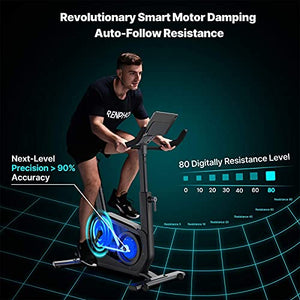 RENPHO AI-Powered Exercise Bike, Indoor Cycling Bike with FTP Power Training, Auto Resistance Stationary Bike, Scenic Riding for Home Workout, Airflow Seat, APP for iOS Android [Tablet Not Included]