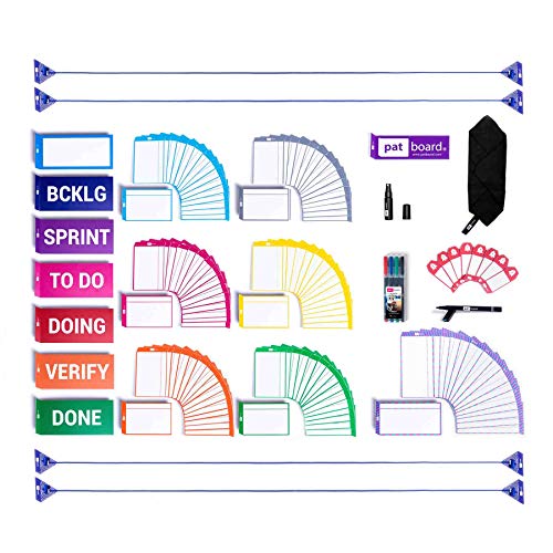 PATboard Full Toolset Magnetic - Scrum Board and kanban Board - Scrum Cards and kanban Cards Full Set for Agile Project Management - Enhance Visual Collaboration with This Agile Tool kit