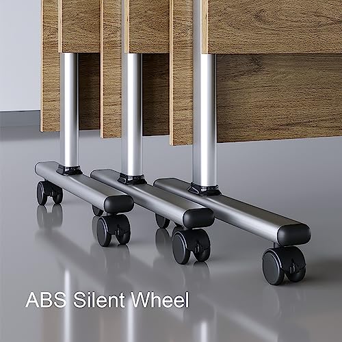 NaLoRa Foldable Conference Training Table Set of 3, Lockable Wheels, Metal C, 120x50x75CM, B 120x60