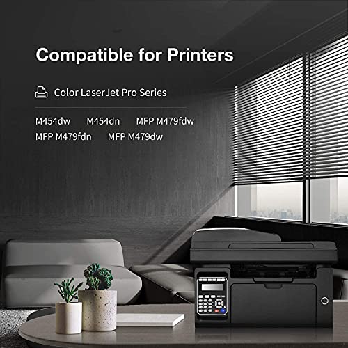 LEMERO (with Chip) Remanufactured Toner Cartridge Replacement for HP 414A 414X W2020A W2021A W2022A W2023A to use with Color Laserjet Pro MFP M479fdw M454dw (Black, Cyan, Magenta, Yellow, 4 Pack)
