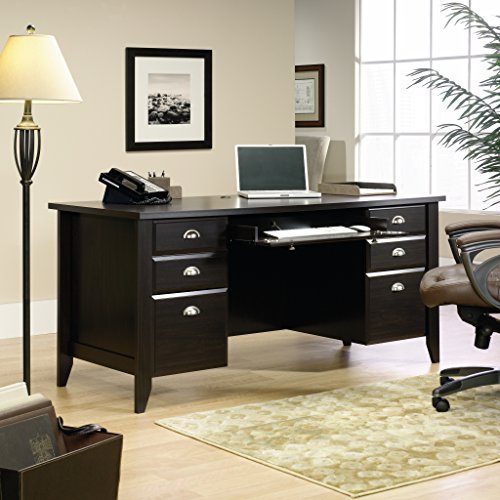 Sauder 408920 Shoal Creek Executive Desk, L: 65.12" x W: 29.29" x H: 30.55",Jamocha Wood finish
