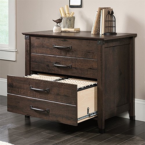 2 Piece Home Office Set with Computer Desk and File Cabinet in Coffee Oak
