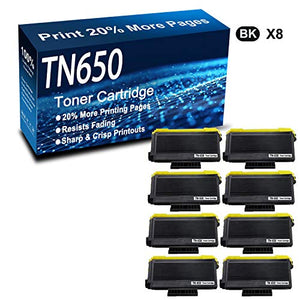 8-Pack Compatible High Capacity TN650 TN-650 Printer Cartridge use for Brother Laserjet DCP-8080DN 8085DN, HL-5340D 5350DN 5370DW MFC-8480DN 8680DN 8890DW Series Printer (Black)