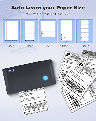 Shipping Label Printer, POLONO 4x6 Thermal Label Printer for Shipping Packages, Commercial Direct Thermal Label Maker, Compatible with USPS, FedEx, Shopify, Ebay, Amazon, Support Multiple Systems