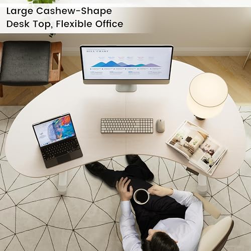 EUREKA ERGONOMIC Electric Standing Desk 70 Inch - Height Adjustable Sit Stand Up Desk, Cashew-Shaped Computer Workstations, Maple