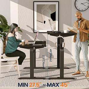 Electric Adjustable Height Standing Desks for Home Office, 48 x 24 Inches Splice Board, Sit Stand Computer Desk, Black Frame/Black Top